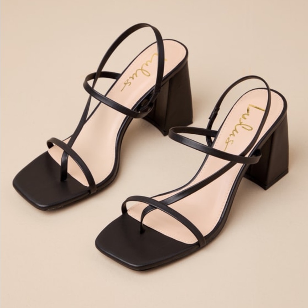 NWT Lulu’s 🖤 Black Sling Back High Heel Sandals
